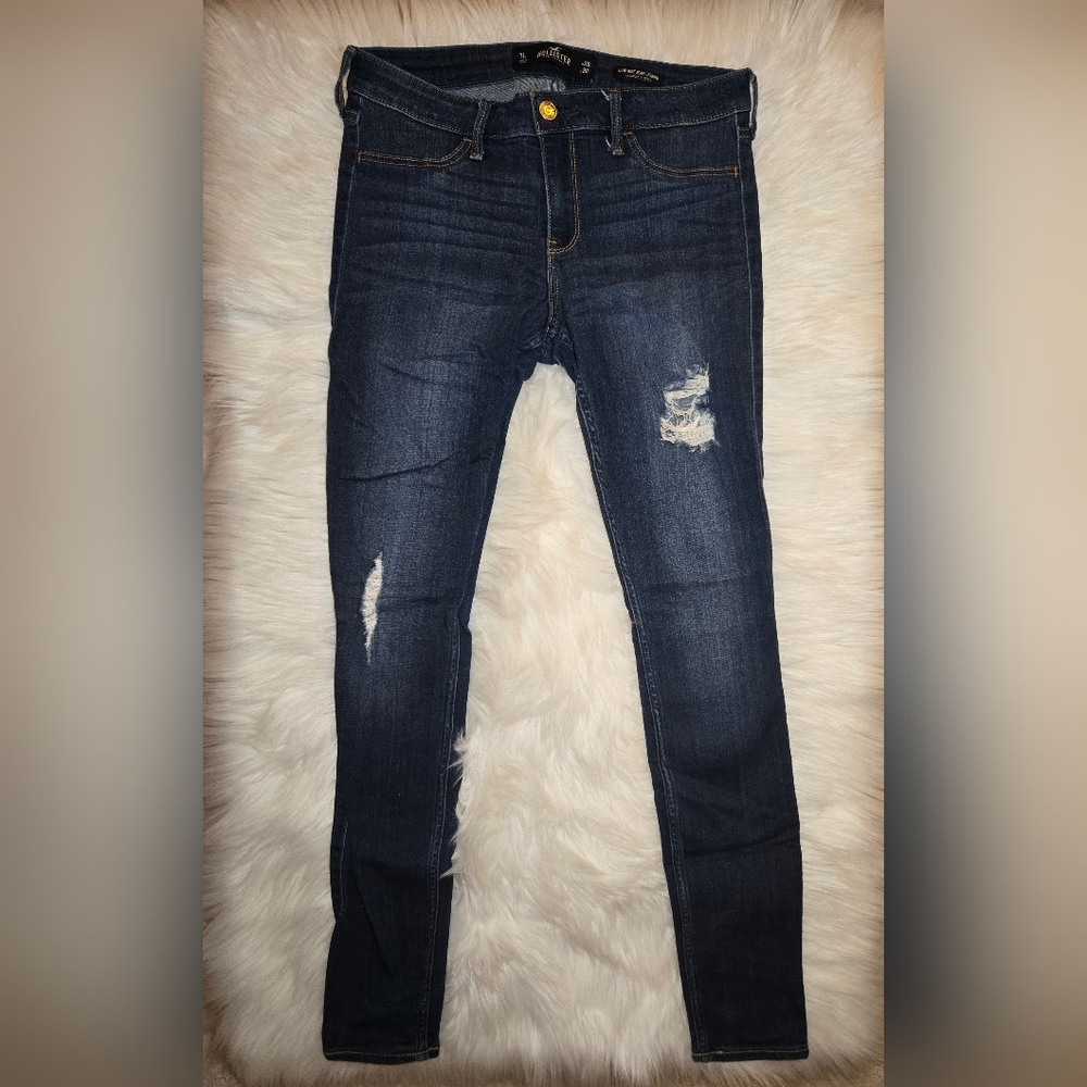 Hollister Dark Blue Distressed Jeggings